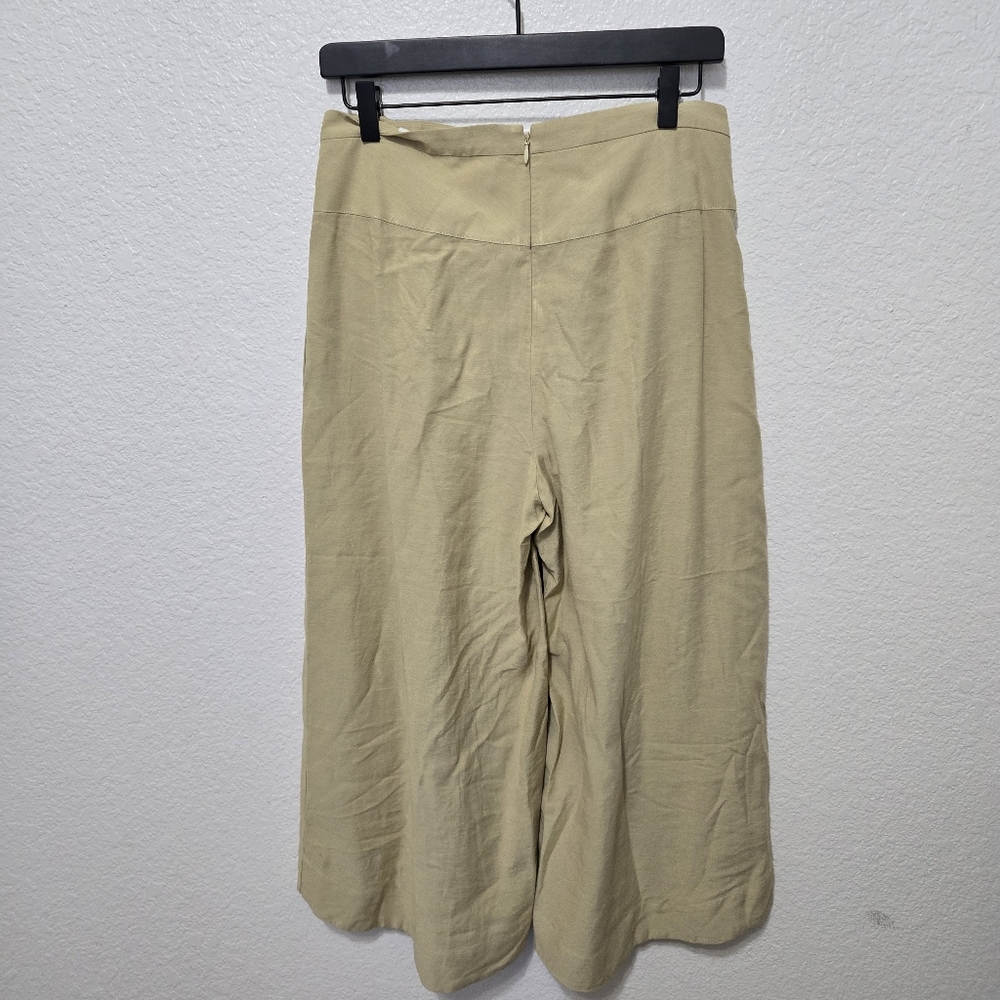 Vince Belted Palazzo Culotte Pant maiz yellow tan high waist rise Casual crop - Picture 7 of 12